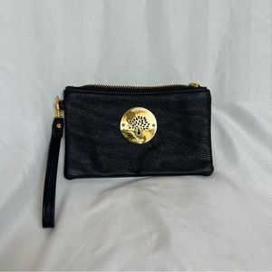 Mulberry Black Wristlet with Gold Accents